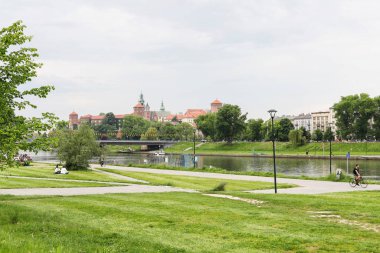 Bulvarlarda güzelce budanmış bir çimenlik, bir birayla uzanabilir ve nehrin diğer tarafındaki Wawel Kalesi 'ne bakabilirsin..
