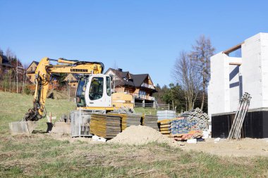 Construction site of a detached house in Huba, Poland. clipart