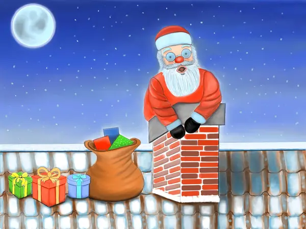 Noel Baba bacaya sıkışmış. 