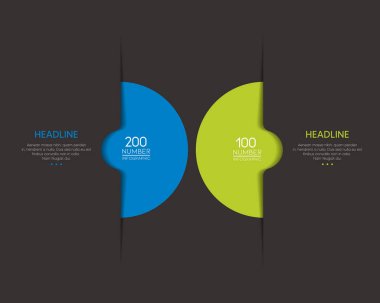 2 daire. Yuvarlak çizelge, şema, bilgi, numaralandırılmış şablon, seçenek şablonu. 2 adım.