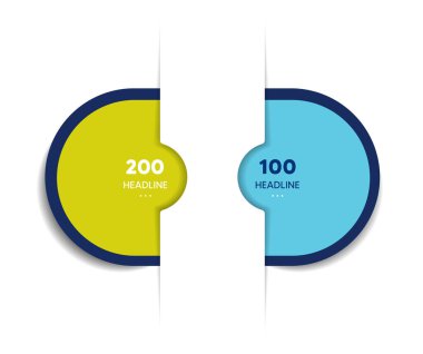 2 adımlı bilgi vektör seçeneği pankartı. Renk küreleri, toplar, kabarcıklar. Bilgi şablonu.