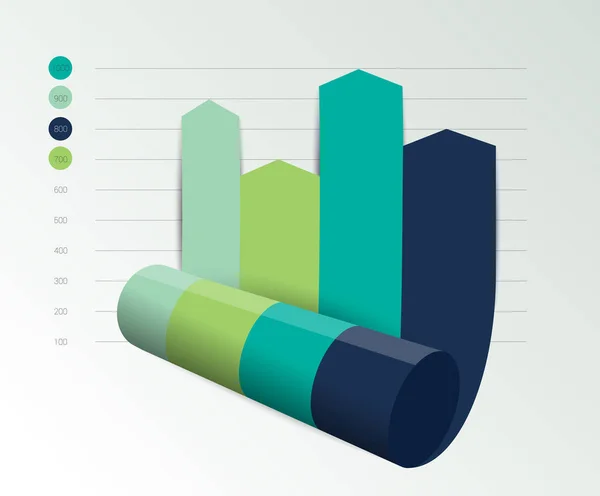 青列矢印ローリング チャート グラフ 情報グラフィックの要素 — ストックベクタ