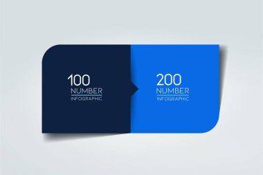 2 Çember bağlantılı 3 boyutlu bilgi. İki etiket. Vektör şablonu.