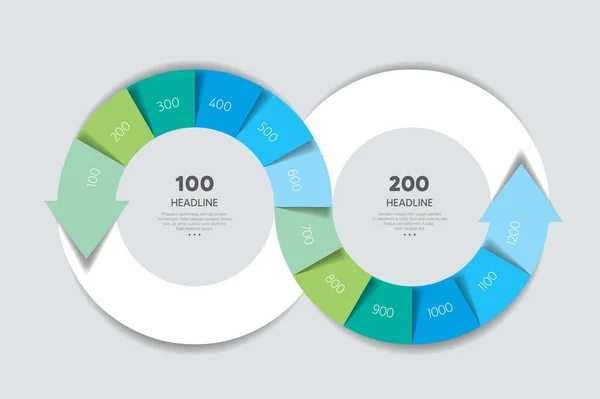 Elements Scheme Diagram Two Connected Circles Infographic Template — Stockový vektor