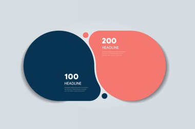 2 elements scheme, diagram. Two connected circles. Infographic template.