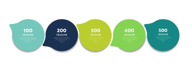 5 element şeması, diyagram. Beş boş halka. Bilgi şablonu.