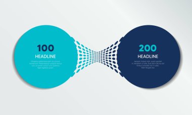 2 elements scheme, diagram. Two connected circles. Infographic template.