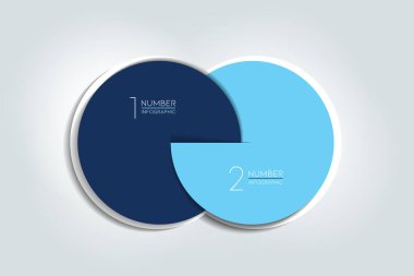 İki iş öğeleri afiş. 2 adım tasarım, grafik, Infographic, adım adım numarası seçeneği, düzen. 3D cyrcle tarzı.