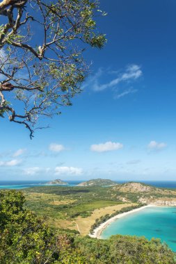 Avustralya 'daki Kertenkele Adası' nda turkuaz suyu olan tropikal Watsons Sahili. Kertenkele Adası Queensland 'ın kuzeydoğusundaki Büyük Set Resifi' nde yer almaktadır.