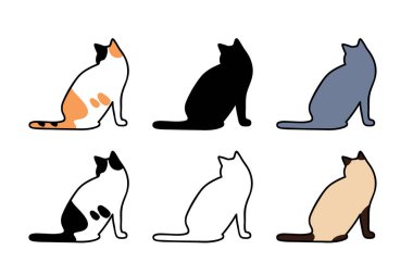 beyaz arka plan üzerinde izole kedi kümesi.