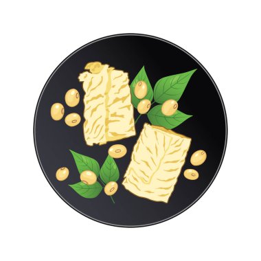 Beyaz arka planda soya tohumlu kuru tofu derisi..