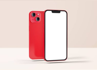 Tasarımınız için boş ekranlı iPhone 14 kırmızı