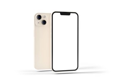 iPhone 14 beyaz arkaplandan siyah yıldız ışığı