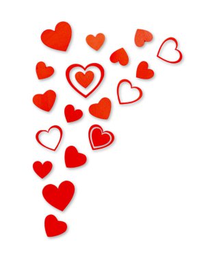 Valentine concept. Wooden red hearts on white background