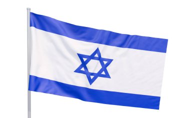 Beyaz arka planda İsrail bayrağı dalgalanıyor
