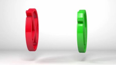 İki kırmızı ve yeşil kontrol işareti yan yana gösterilir, 3D oluşturma
