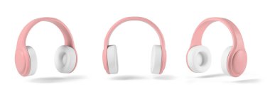 Beyaz arka planda siyah kulaklıklar, 3D görüntüleme