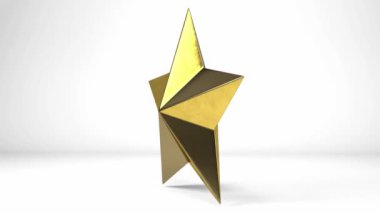 Beyaz arkaplanda dönen bir altın yıldız