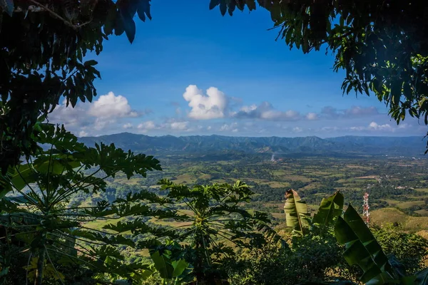 Green Mountains Valleys Island Haiti Blue Mountains Green Valley Panoramic — Stock Photo, Image