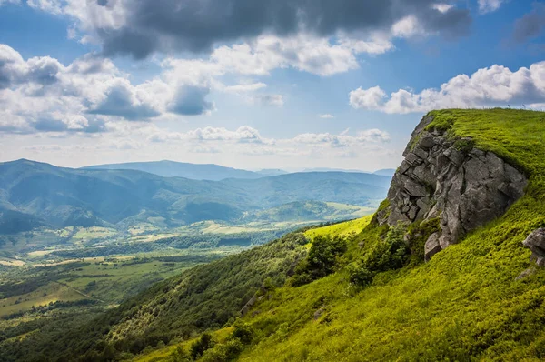 Bela Vista Sobre Ucranianos Polonínios Beskids Para Montanhas Vales Picos — Fotografia de Stock