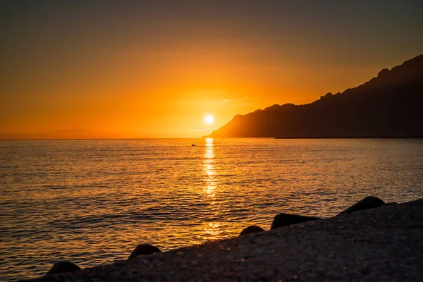 Захід Сонця Над Горами Уздовж Узбережжя Алмафі Салерно — стокове фото
