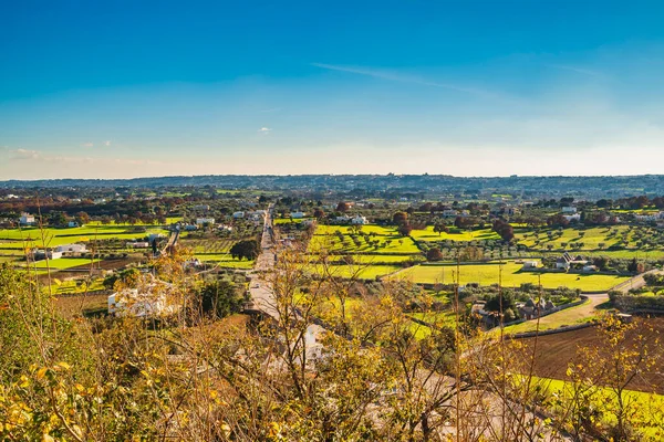 Luftaufnahme Vom Aussichtspunkt Locorotondo Richtung Der Stadt Martina Franca — Stockfoto