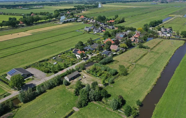 Légi Kilátás Nyílik Történelmi Holland Waterland Táj Júniusban Polder Hobrederkoog — Stock Fotó
