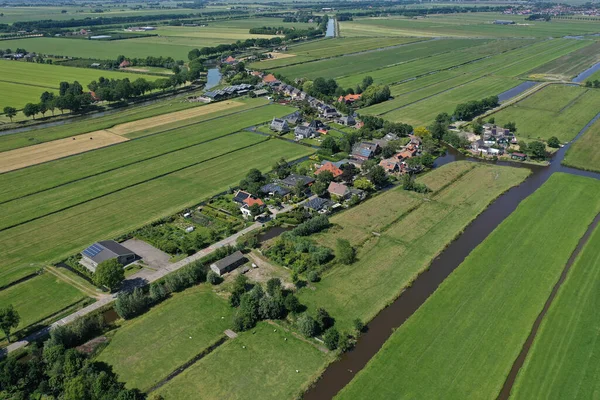 Letecký Pohled Historické Holandské Vodní Plochy Červnu Polder Hobrederkoog Poblíž — Stock fotografie