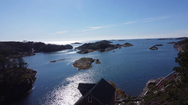 Mer Norvège Rochers Près Côte Maritime Belle Eau Mer Ciel — Photo