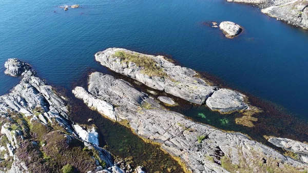 Mer Norvège Rochers Près Côte Maritime Belle Eau Mer Ciel — Photo