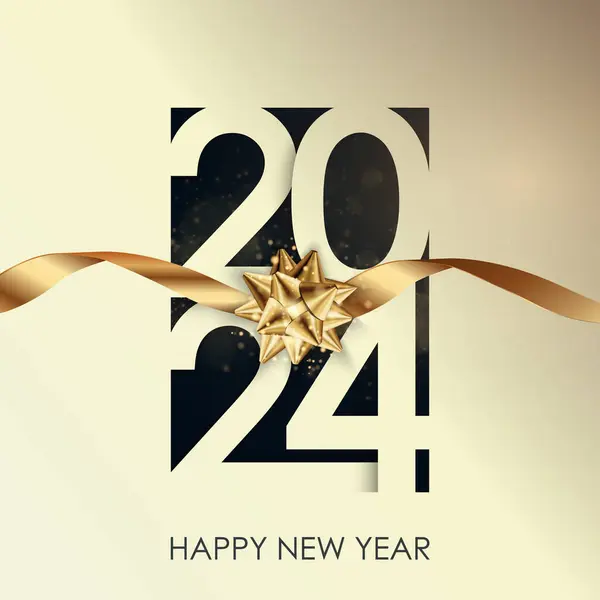 Feliz Año Nuevo 2024 Plantilla Diseño Tarjeta Felicitación Vacaciones Invierno — Vector de stock