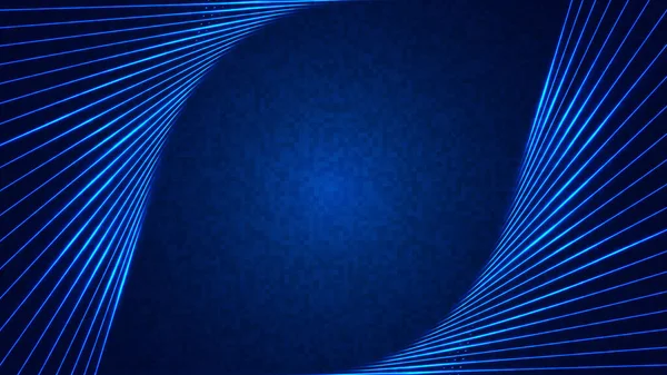 在深蓝色背景上具有照明效果的发光蓝色霓虹线的技术概念 矢量说明 — 图库矢量图片