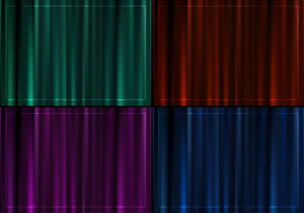 Набір Червоних Фіолетових Синіх Зелених Смарагдових Кольорів Фіранки Тканини Атласний — стоковий вектор