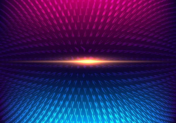 具有照明效果的蓝色和粉色梯度背景下的未来网络空间概念科幻粒子技术 矢量说明 — 图库矢量图片
