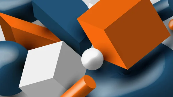 Sada Geometrické Modré Oranžové Bílé Barvy Prvky Vzor Bílém Pozadí — Stockový vektor