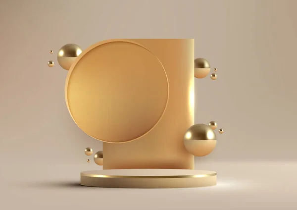 Estilo Luxo Realista Plataforma Pódio Dourado Com Ouro Círculo Decoração —  Vetores de Stock