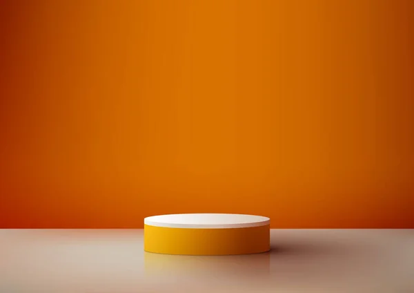 Реалистичный Пустой Оранжевый Белый Подиум Платформы Оранжевый Цвет Фона Минимальный — стоковый вектор