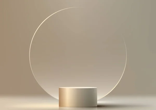 Réaliste Moderne Style Luxe Brillant Doré Podium Métallique Stand Avec — Image vectorielle