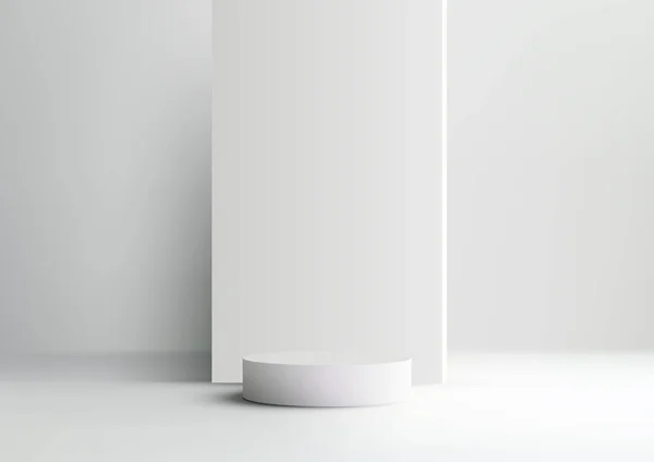 Realistische Moderne Podiumsplattform Minimalen Stil Mit Geometrischem Hintergrund Auf Weißem — Stockvektor