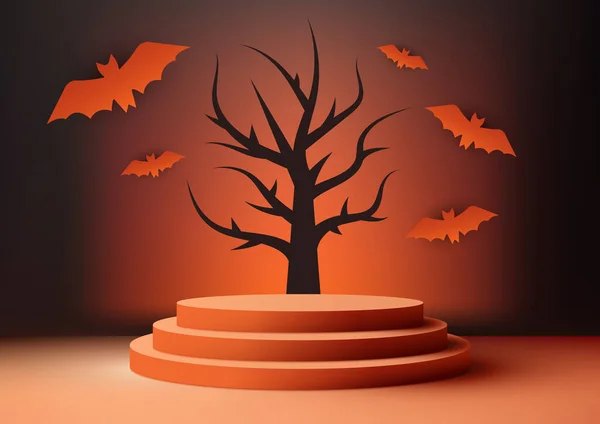 Halloween Farben Thema Produktdisplay Orange Podium Dekoration Mit Schwarzen Abgestorbenen — Stockvektor