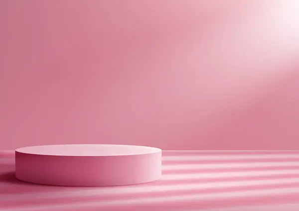 バレンタインデーは ソフトピンクの背景に現実的な3Dピンクの表彰台モックアップで表示されます 愛のタッチで化粧品 ジュエリー または任意の製品を展示するのに最適です ベクトルイラスト ロイヤリティフリーストックベクター