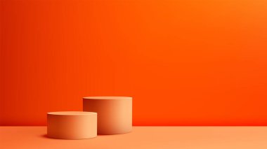 Portakal Duvarlı Modern 3D Turuncu Silindir Podyumu, Geometrik Ürün Modeli, Showroom Showcase