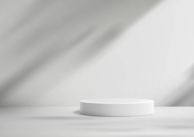 Modern Showroom 'da Minimal Stil Ürün Görünümü, Doğa Konsepti Moda Gösterisi için Beyaz Duvar' da Gölge Oyuncu