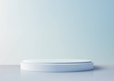 Doğa Konsepti Ürün Görünümü, Mockup, Showroom, Showcase için Mavi Gökyüzüne Karşı 3D Beyaz Podyum
