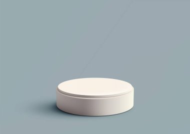 Modern 3D Silindir Podyumu Minimal Style, Beyaz Podyum Mavi Arkaplan Ürün Gösterimi için, Mükemmel Model Showroom Showcase