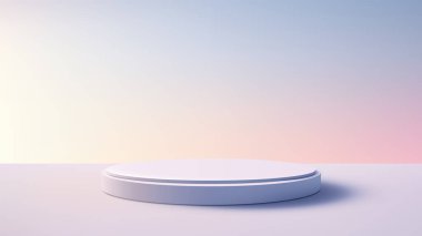 Minimalist 3D Beyaz Silindirik Podyum Pastel Arkaplan Ürün ve Markalaşma için