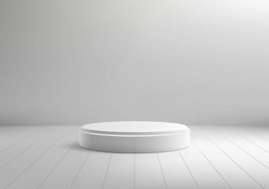Minimalist 3D Beyaz Silindirik Podyum Ürün Görünümü, Mockup ve Showroom Gösteri Konseptleri için Temiz Arkaplan