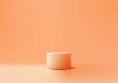 Minimalist şeftali tonlu 3 boyutlu silindirik kaidesi yumuşak ışıklandırmada temiz ve zarif bir görünüme sahip. Ürün gösterimleri, modeller, sanatsal gösteriler ve soyut kompozisyonlar için mükemmel.