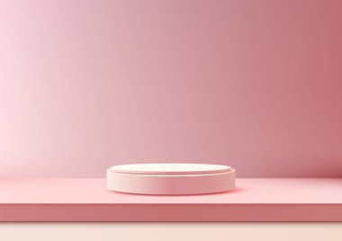 Gradyan zemin üzerinde minimalist 3d pembe silindirik podyum, modern ürün gösterimleri, sunumları veya markalaşma modelleri için mükemmel.