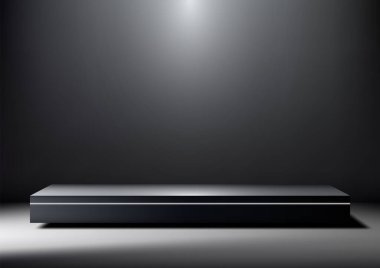 Yukarıdan aydınlatılmış koyu gri 3d kaidesi, ürün modellemeleri için mükemmel ya da minimalist modern bir ortamda sergi vitrinleri, markalaşma ve reklam sunumları için ideal